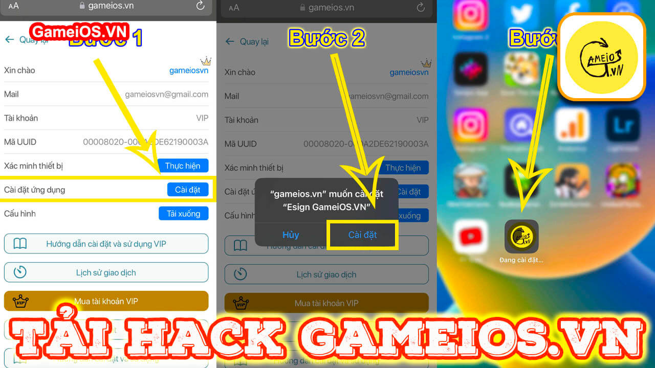 Hướng dẫn cài game/app hack tính năng dành cho tài khoản VIP trên GameiOS.VN không cần máy tính, không jailbreak